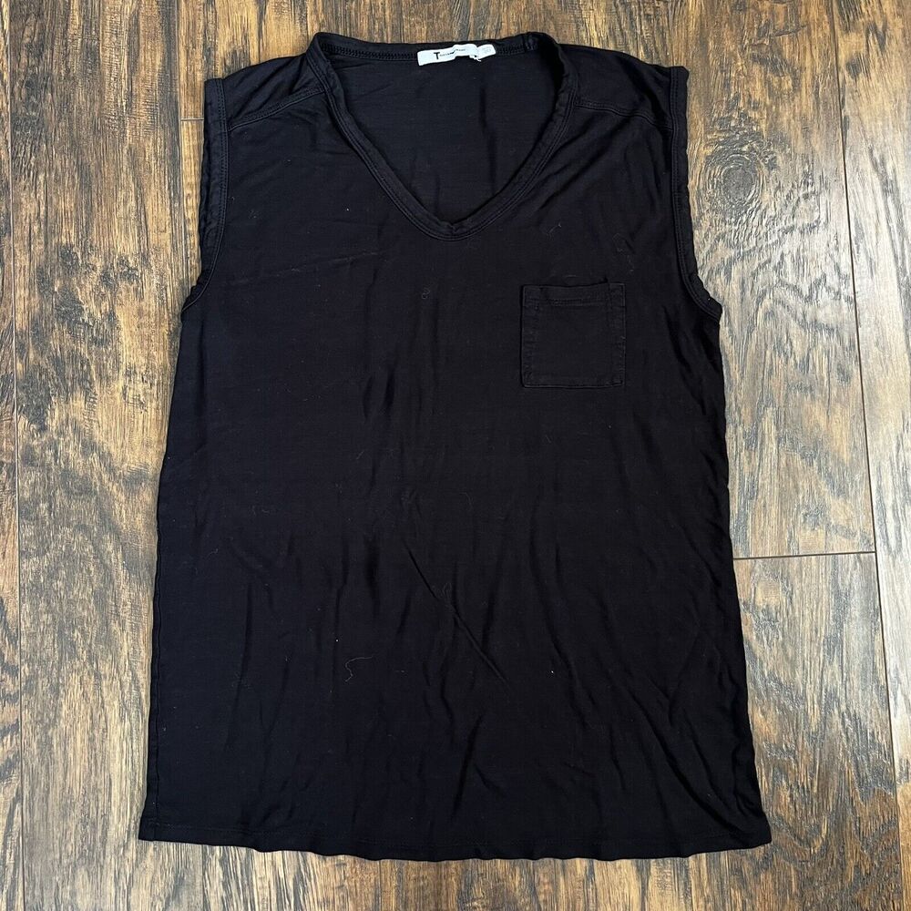 T by Alexander Wang Black V-Neck Pocket Tank Top Size Small